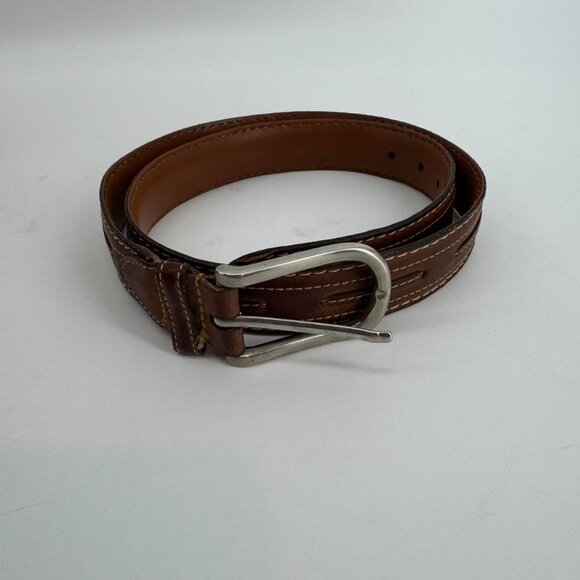 Johnston & Murphy Suede Brown Leather Mens Belt size 32 - Picture 2 of 4